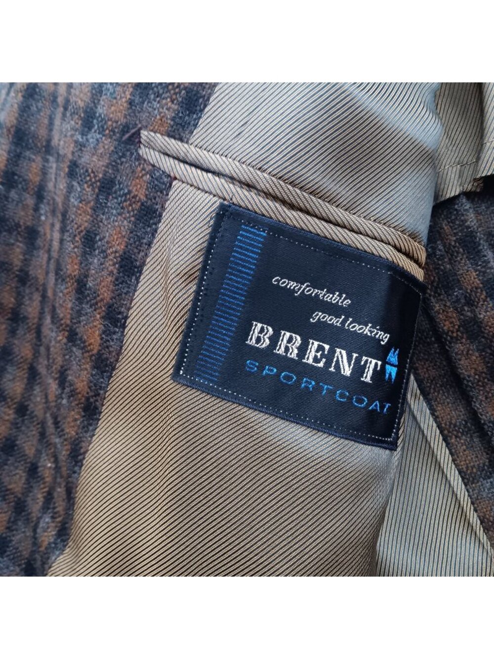 Vintage 42 Blazer Atomic 1950's Brent Checker Wool Blend Blazer Brown Blue